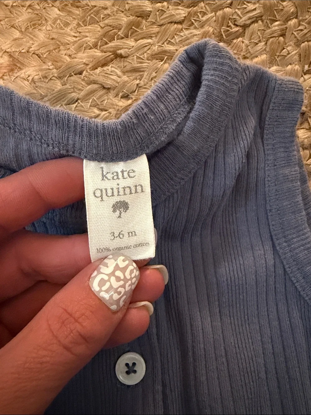 kate quinn Ribbed Sleeveless Romper in Slate Blue 3-6 months